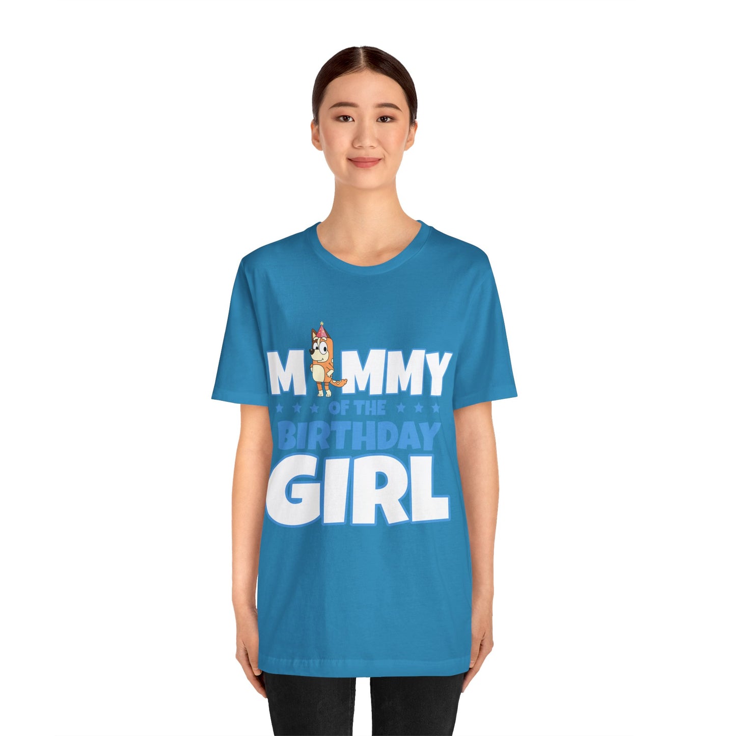 Mommy of the Birthday Girl Chilli Heeler short sleeve T-shirt