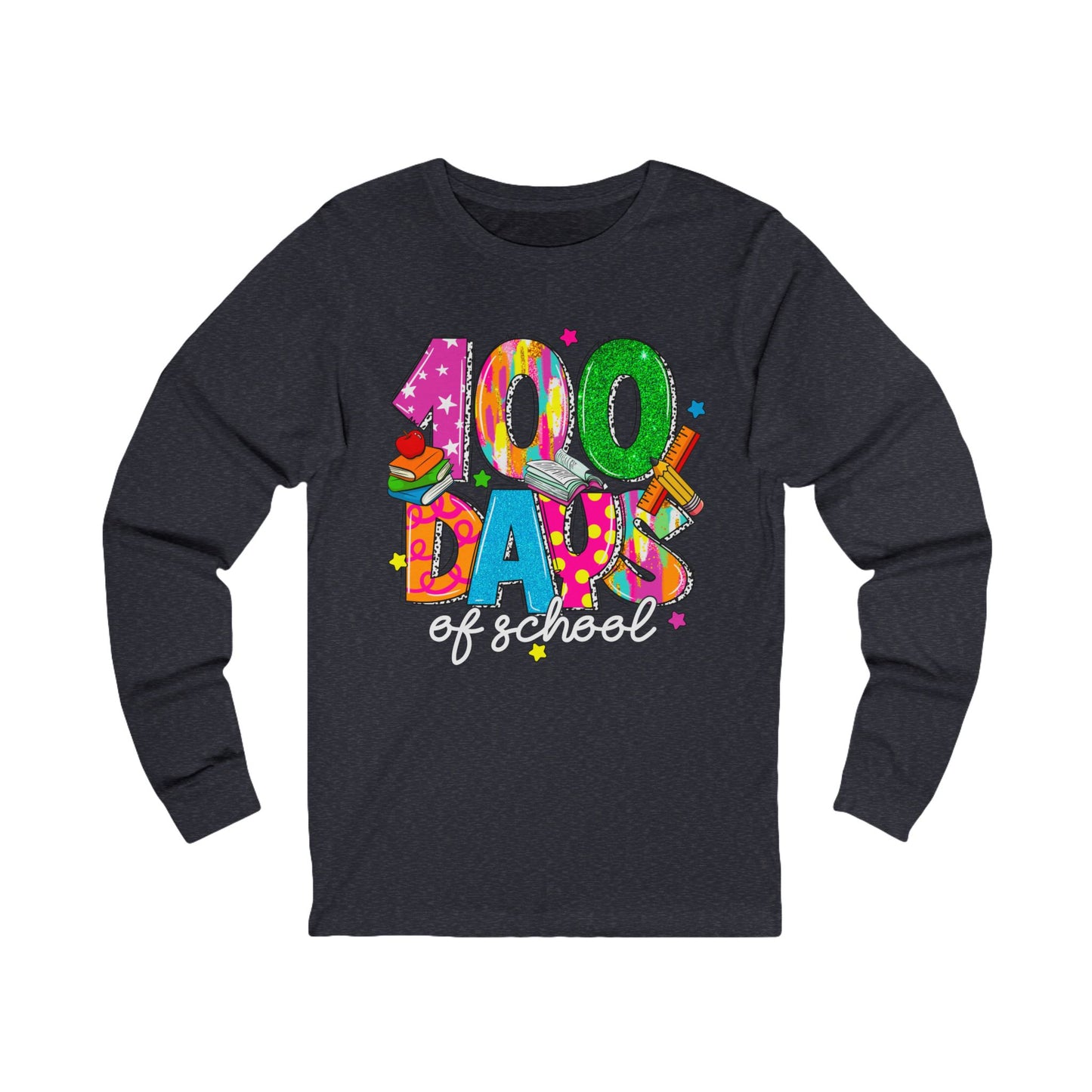 100 days of school Jersey Long Sleeve Tee