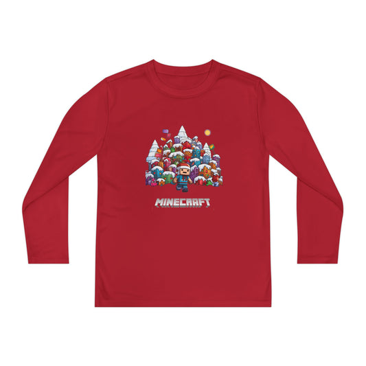 Christmas Mine-craft Youth Long Sleeve Competitor Tee