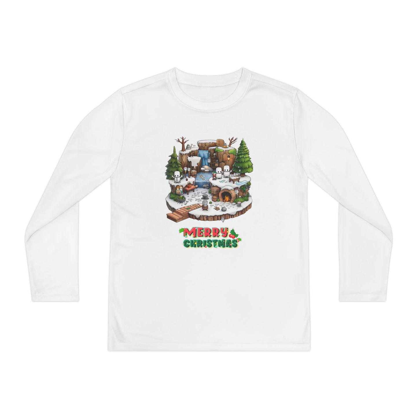 Merry Christmas Mine-craft Youth Long Sleeve Competitor Tee