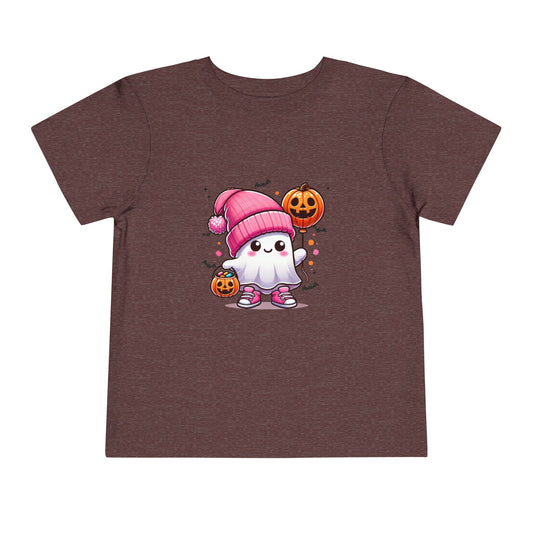 Ghost with Orange Balloon Toddler Short Sleeve Tee