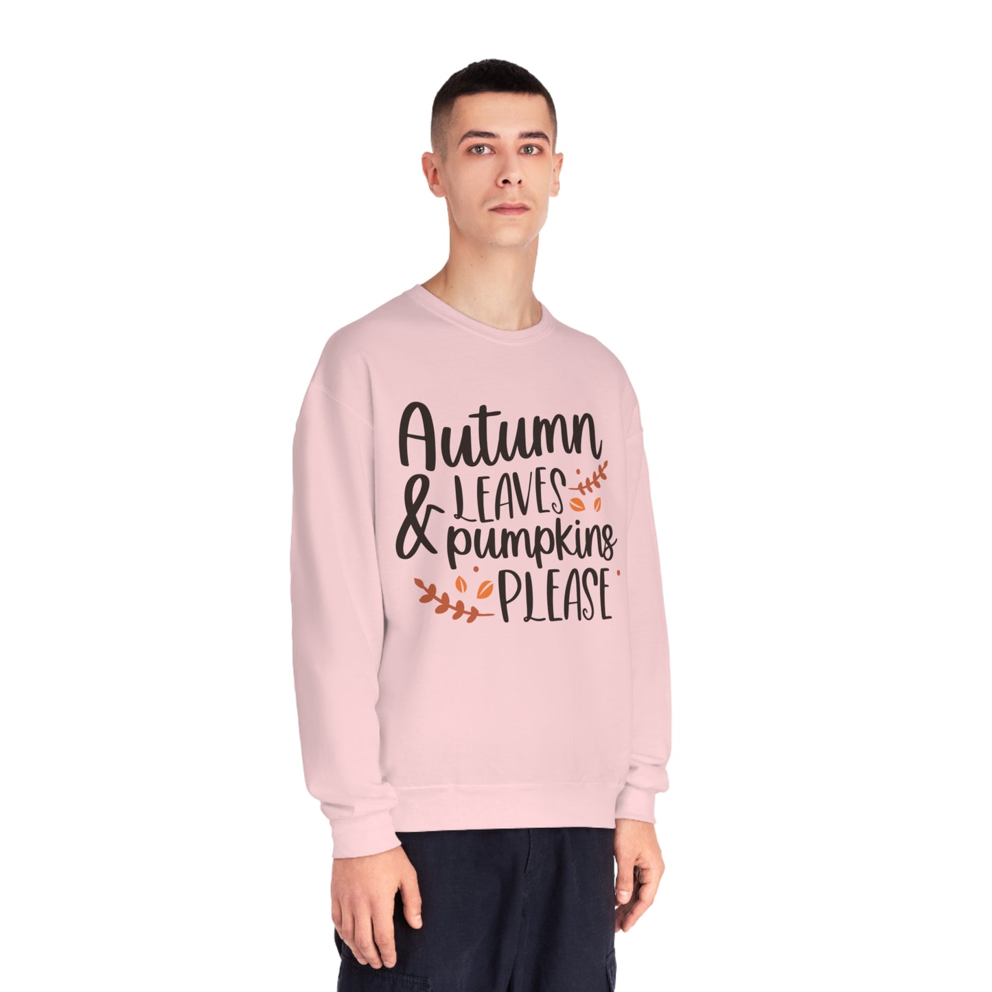 Autumn Leaves & Pumpkins Please Crewneck Sweatshirt