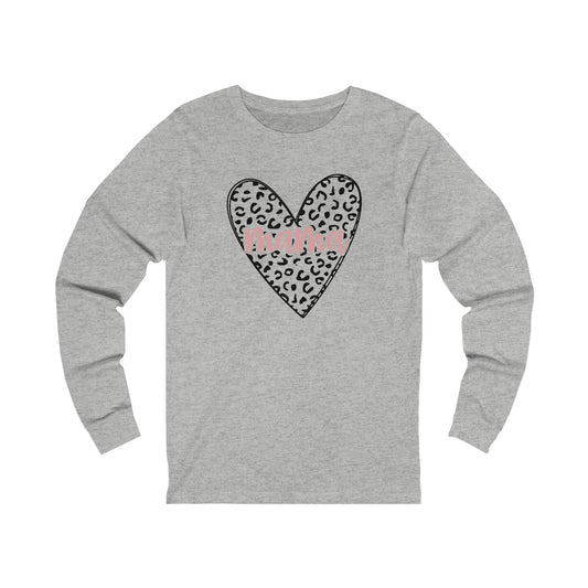 Mama Leopard print heart long sleeve tshirt