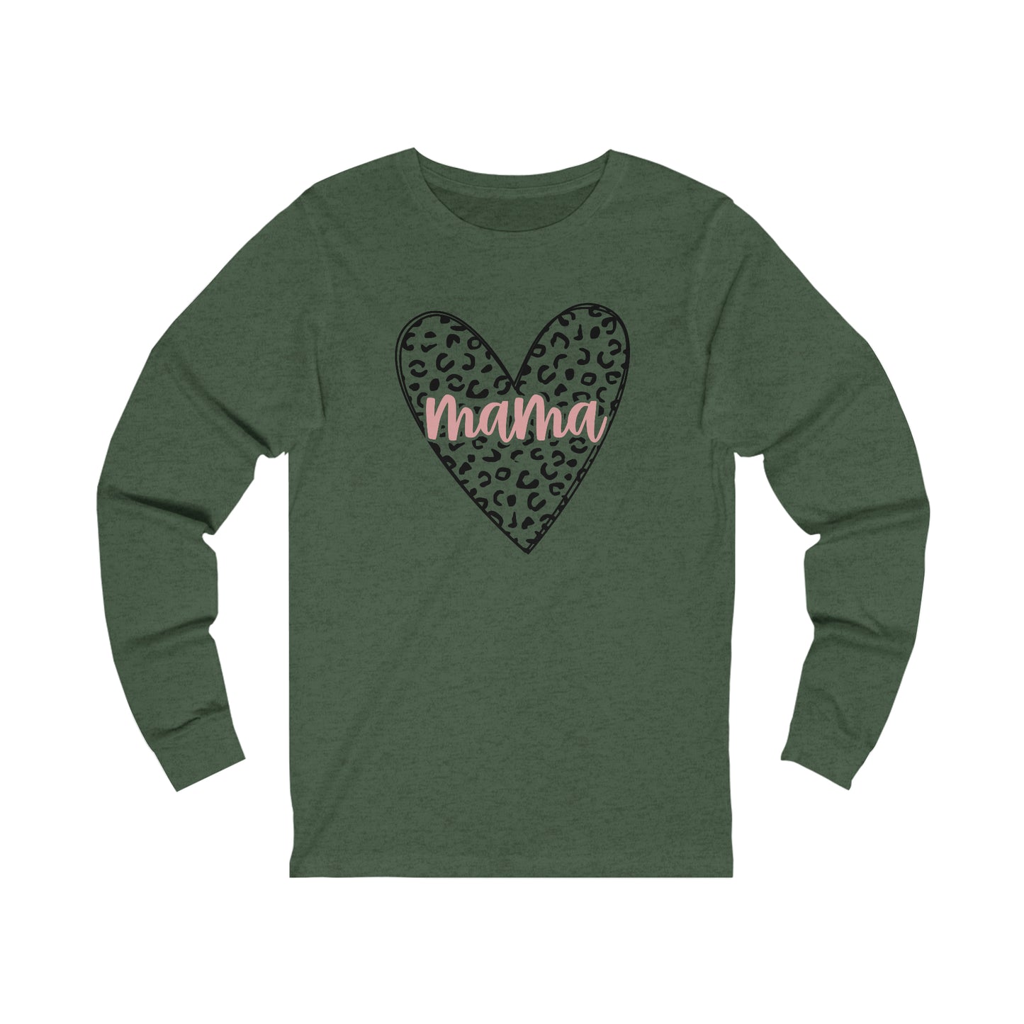 Mama Leopard print heart long sleeve tshirt