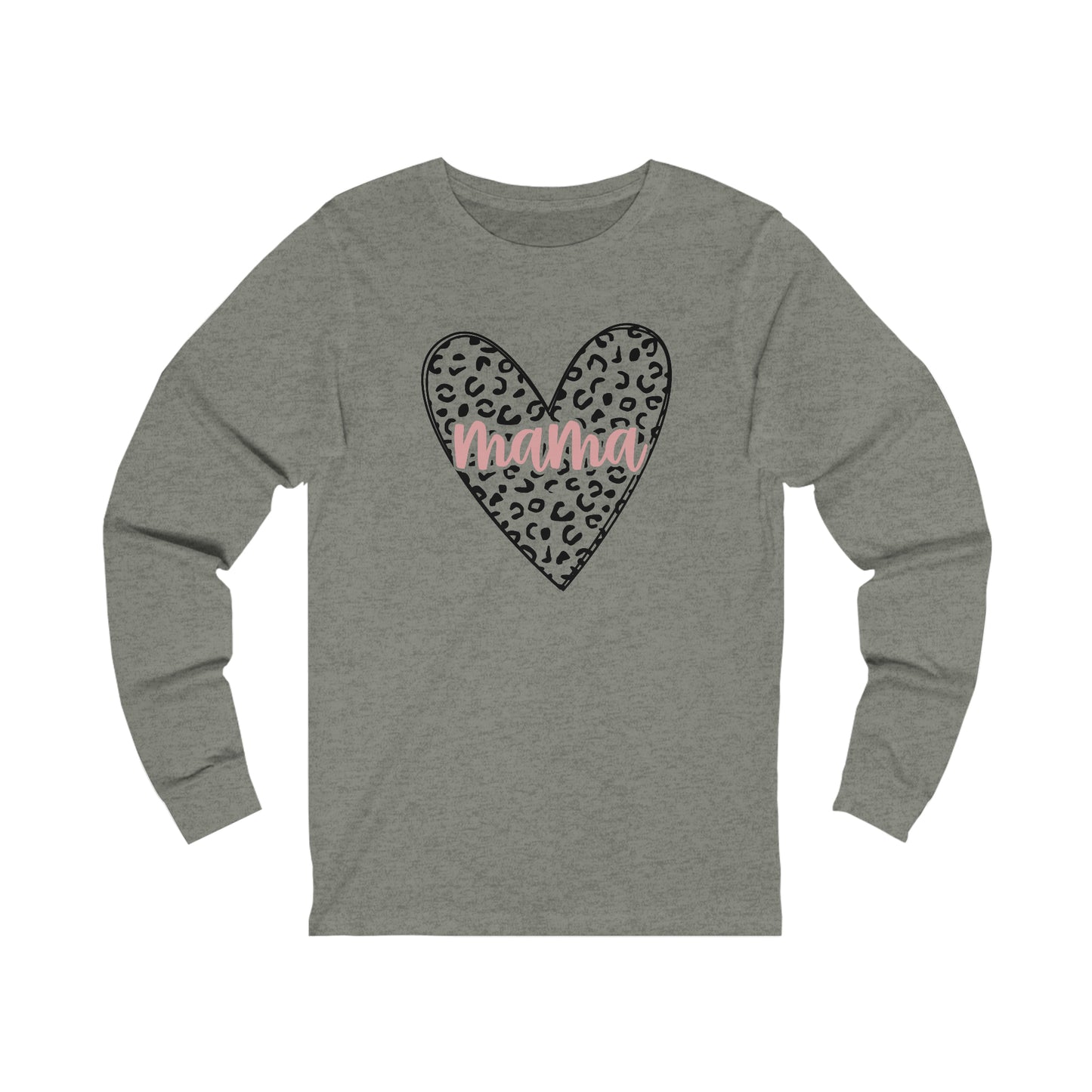 Mama Leopard print heart long sleeve tshirt