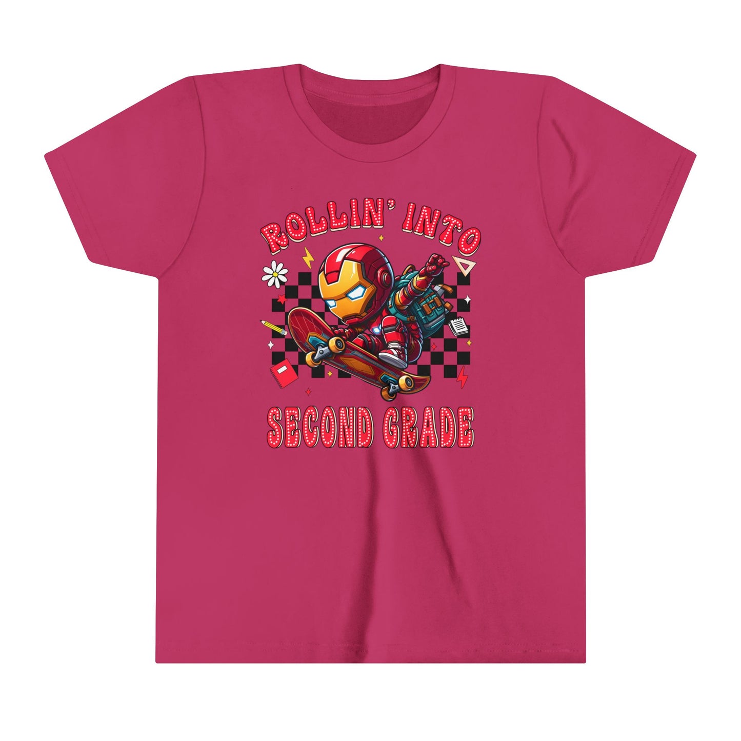 IRON MAN - Rollin' Into 2nd Grade Youth Short Sleeve Tee