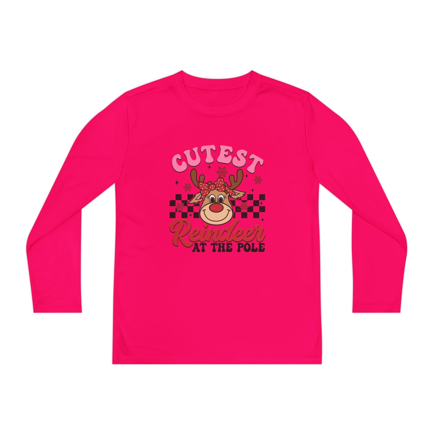 Cutest Reindeer at the Pole Youth Long Sleeve Competitor Tee