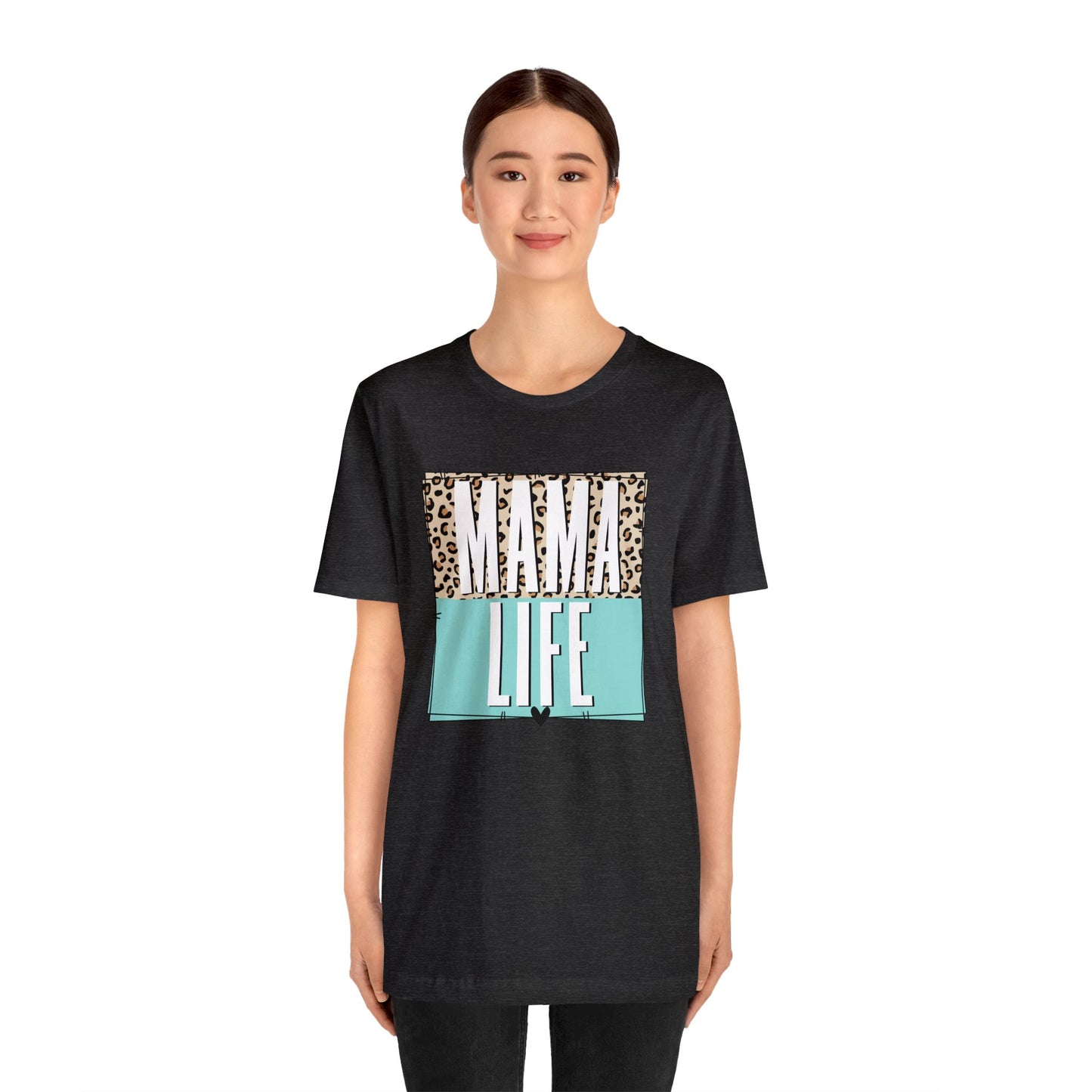 Mama life Leopard print short sleeve tshirt