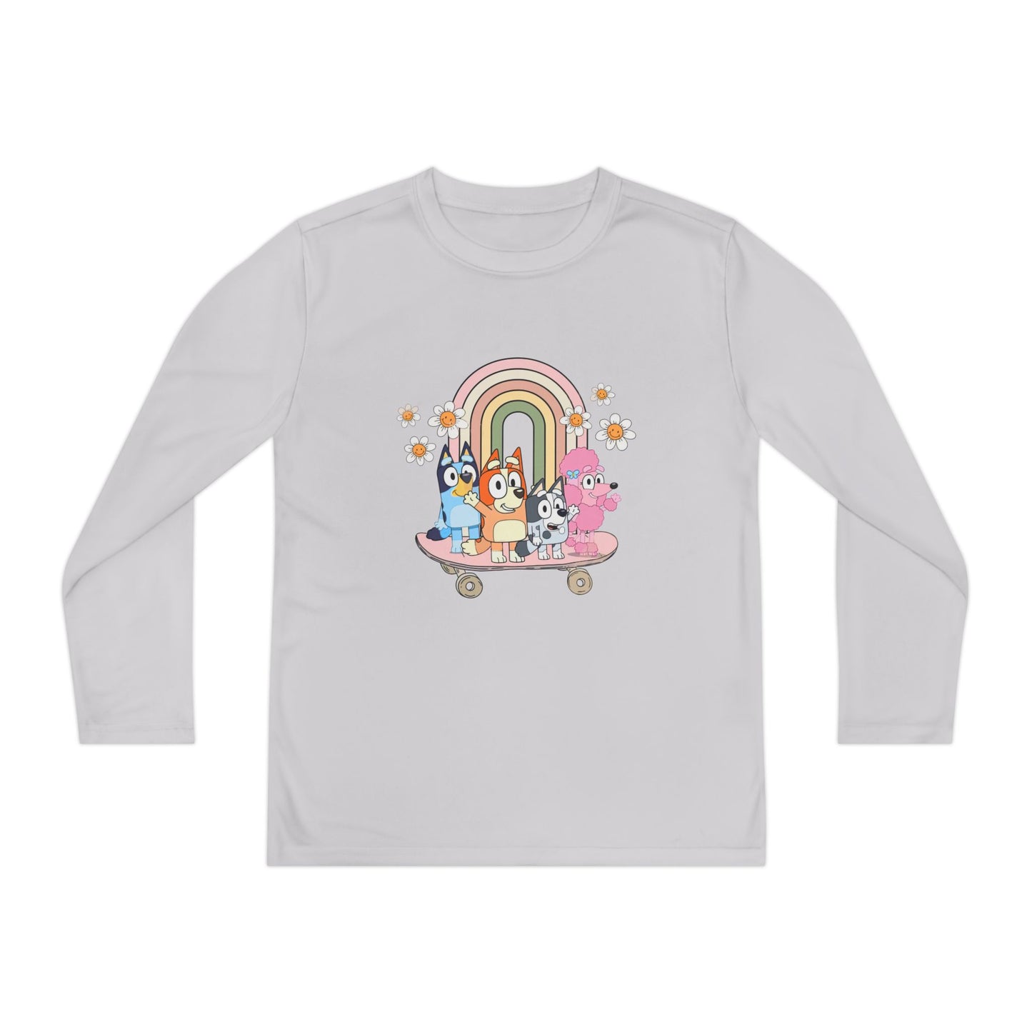 Friends on Skateboard Youth Long Sleeve Competitor Tee
