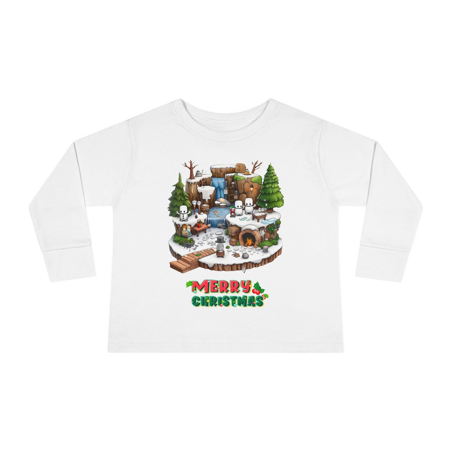 Merry Christmas Mine-craft Toddler Long Sleeve Tee