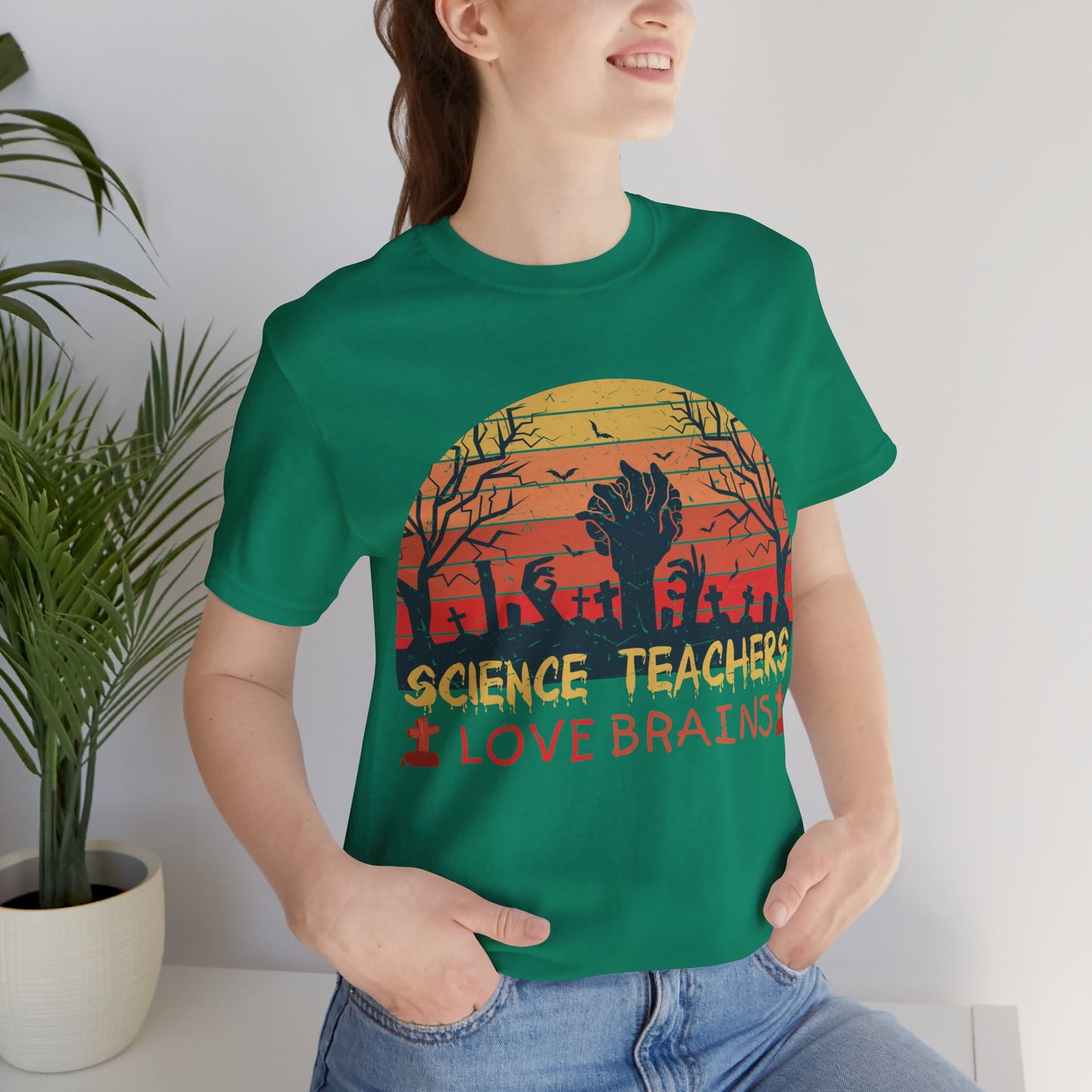 Science Teachers Love Brains Jersey Short Sleeve Tee