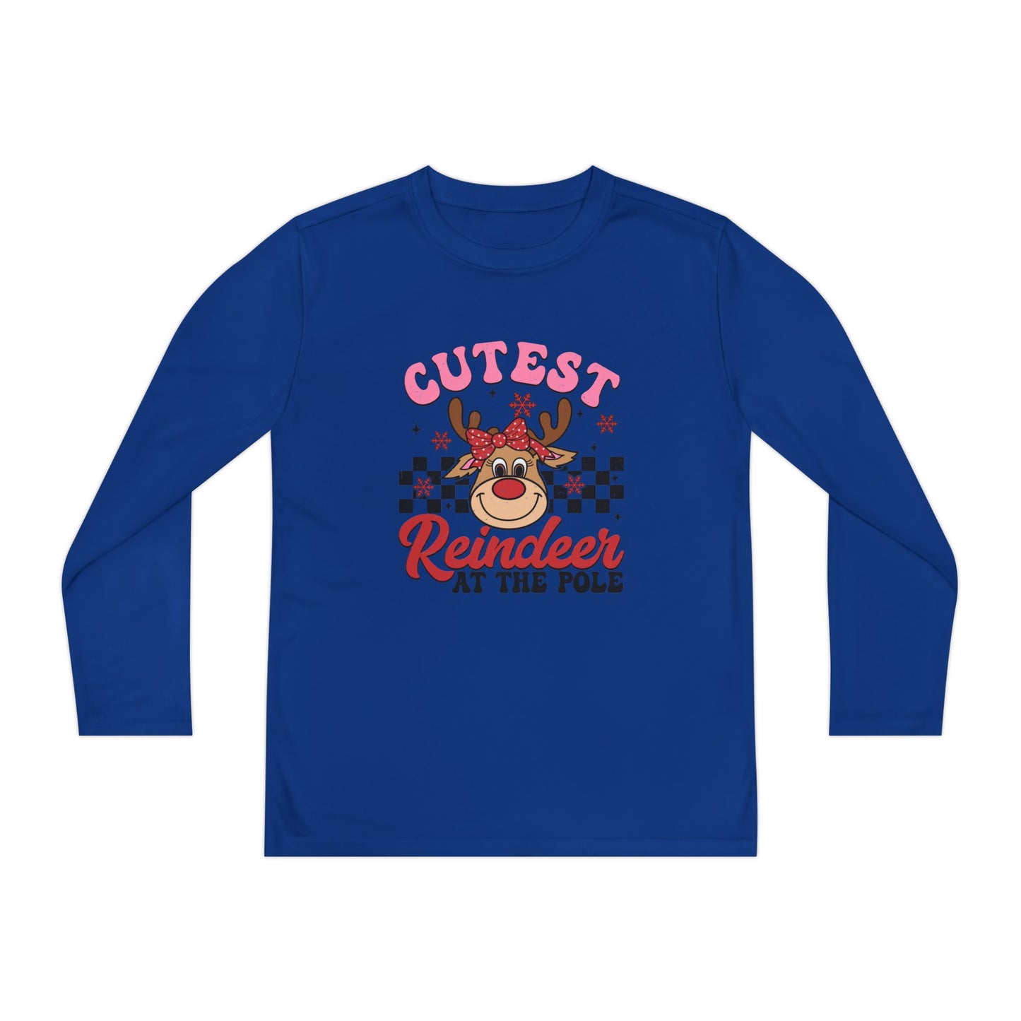Cutest Reindeer at the Pole Youth Long Sleeve Competitor Tee