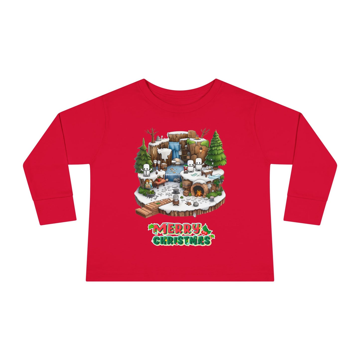 Merry Christmas Mine-craft Toddler Long Sleeve Tee