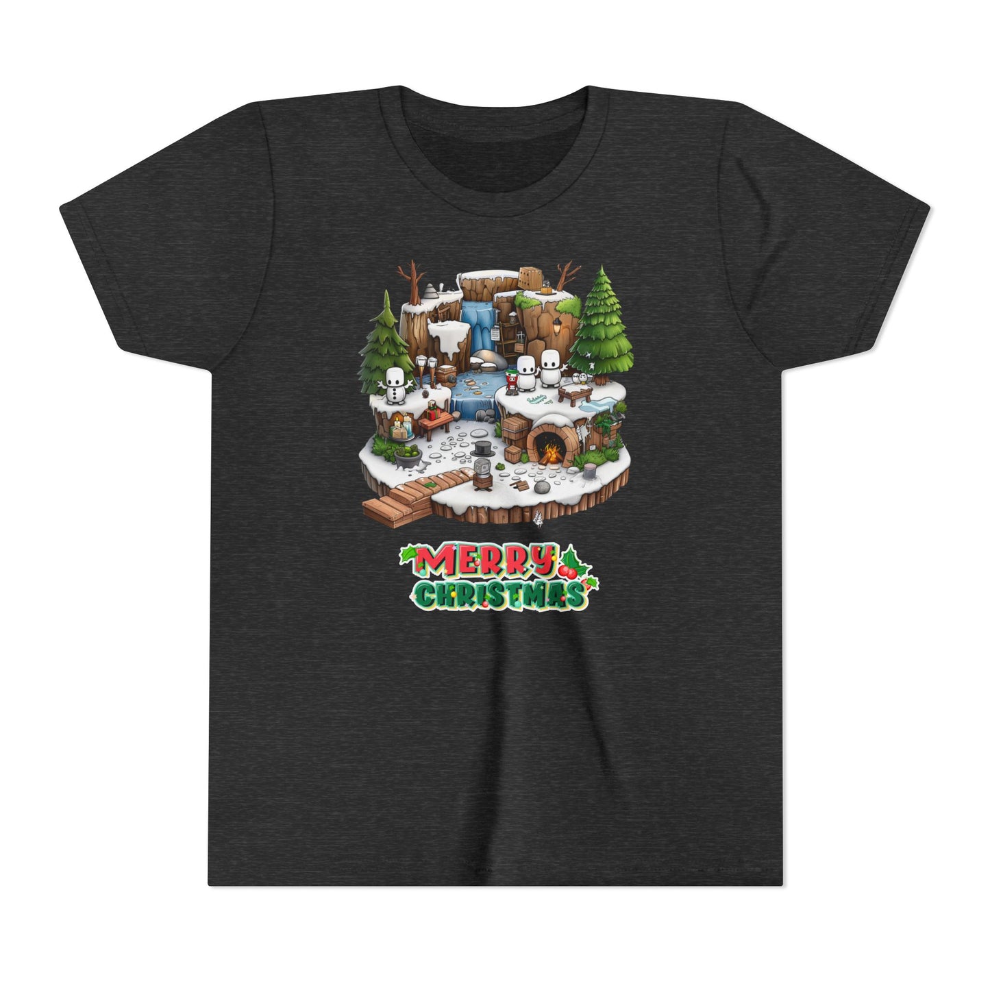 Merry Christmas Mine-craft Youth Short Sleeve Tee