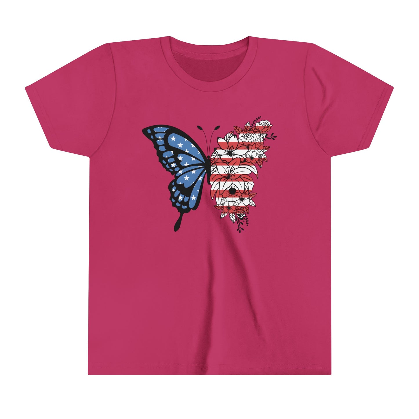 Butterfly American Flag Youth Short Sleeve Tee