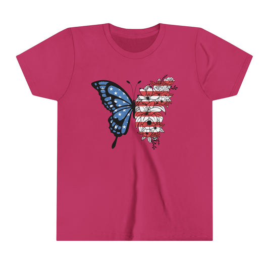 Butterfly American Flag Youth Short Sleeve Tee