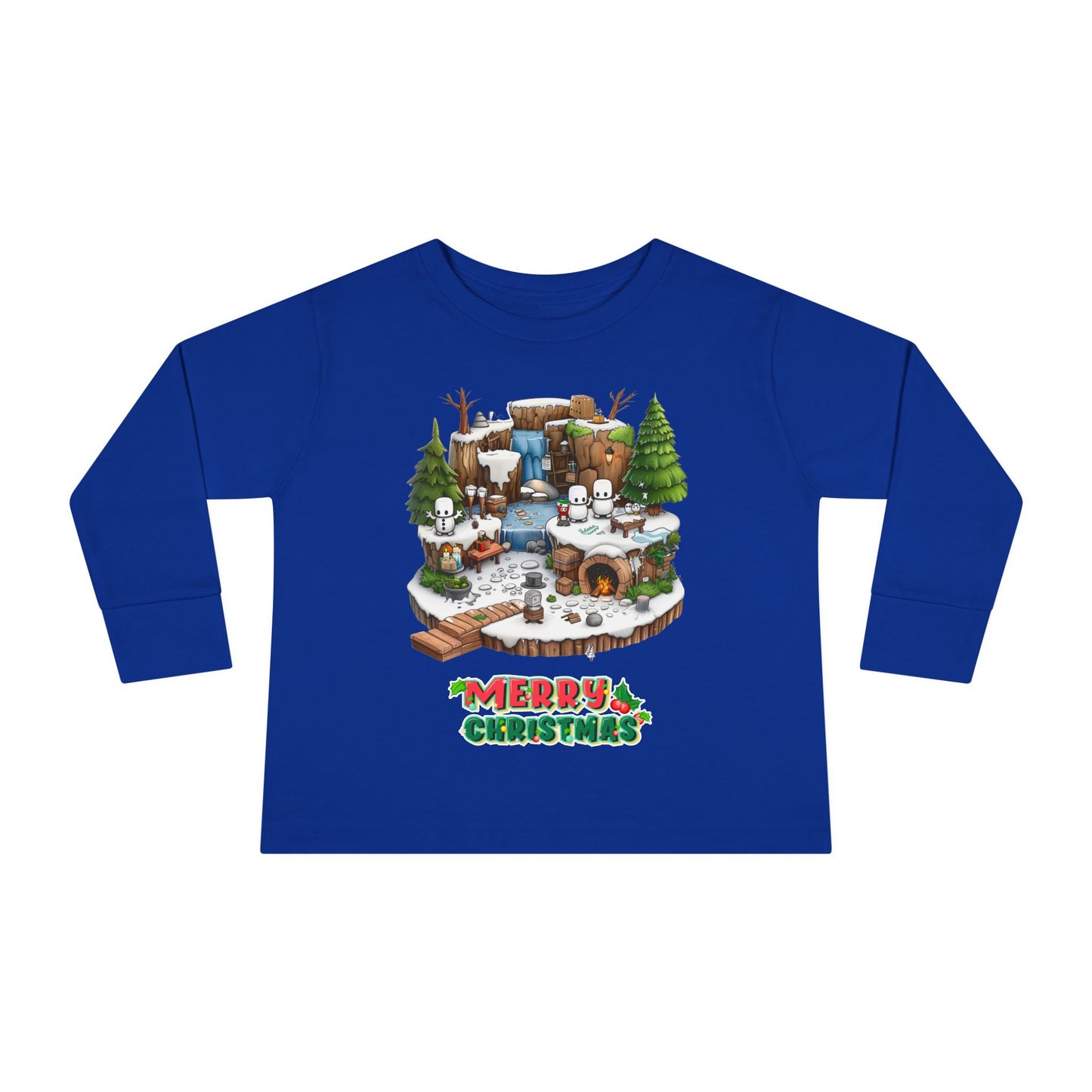 Merry Christmas Mine-craft Toddler Long Sleeve Tee