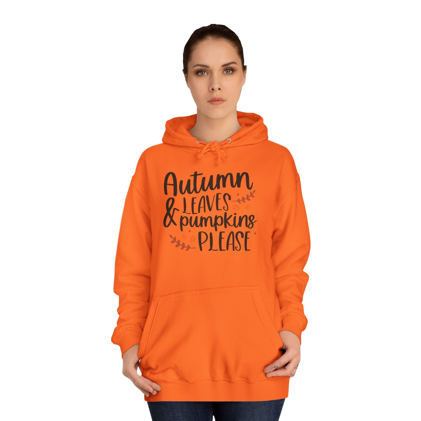 Autumn Leaves & Pumpkins Please Unisex College Hoodie