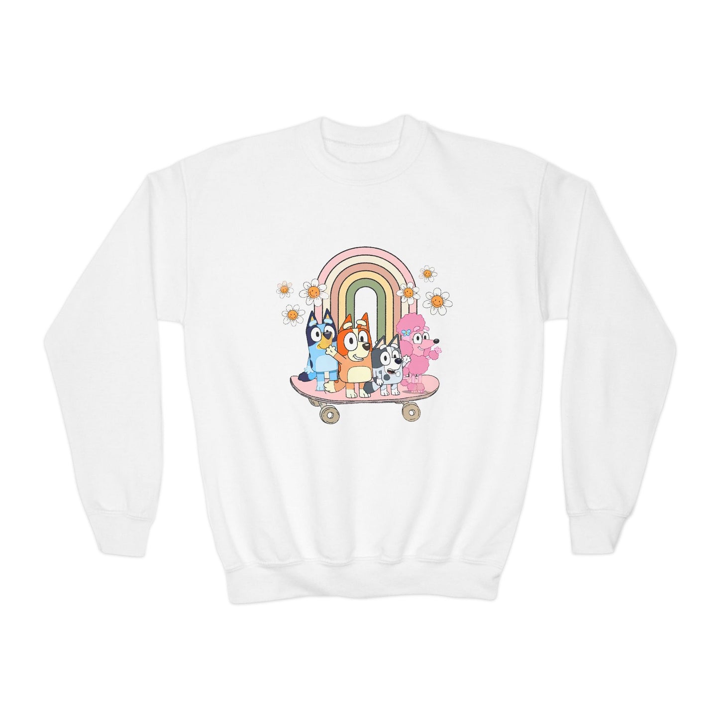 Friends on skateboard Youth Crewneck Sweatshirt