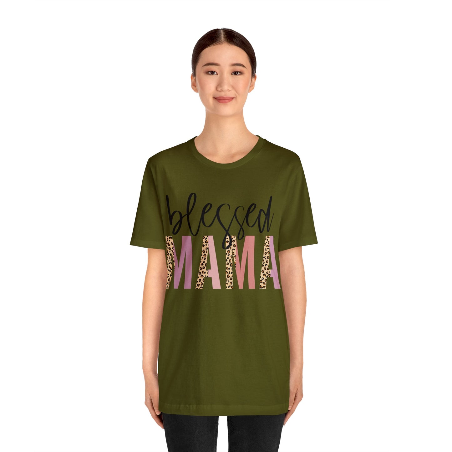 Blessed Mama Leopard print short sleeve tshirt