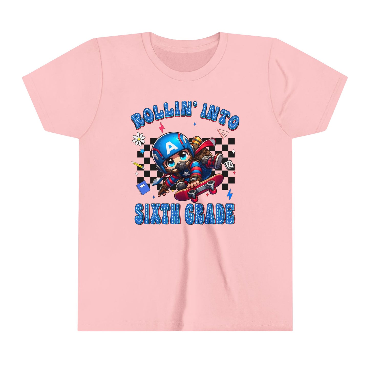 CAPTAIN AMERICA - Rollin' Into 6th Grade Youth Short Sleeve Tee