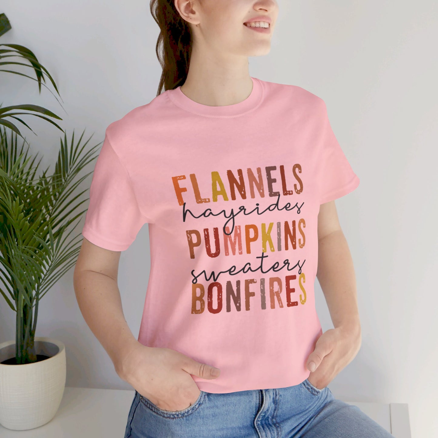 Flannels, Hayrides, Pumpkins, Sweaters, Bonfires Jersey Short Sleeve Tee