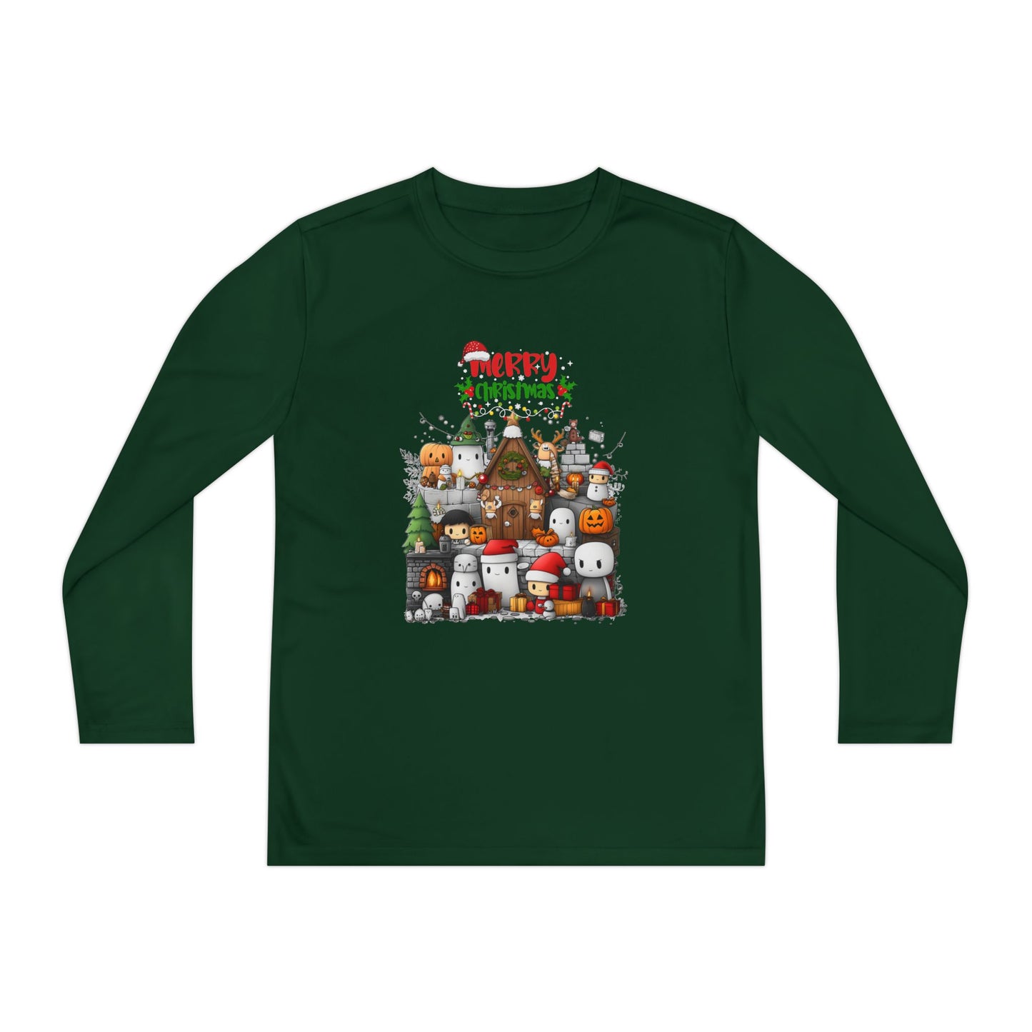 Merry Mine-craft Christmas Youth Long Sleeve Competitor Tee
