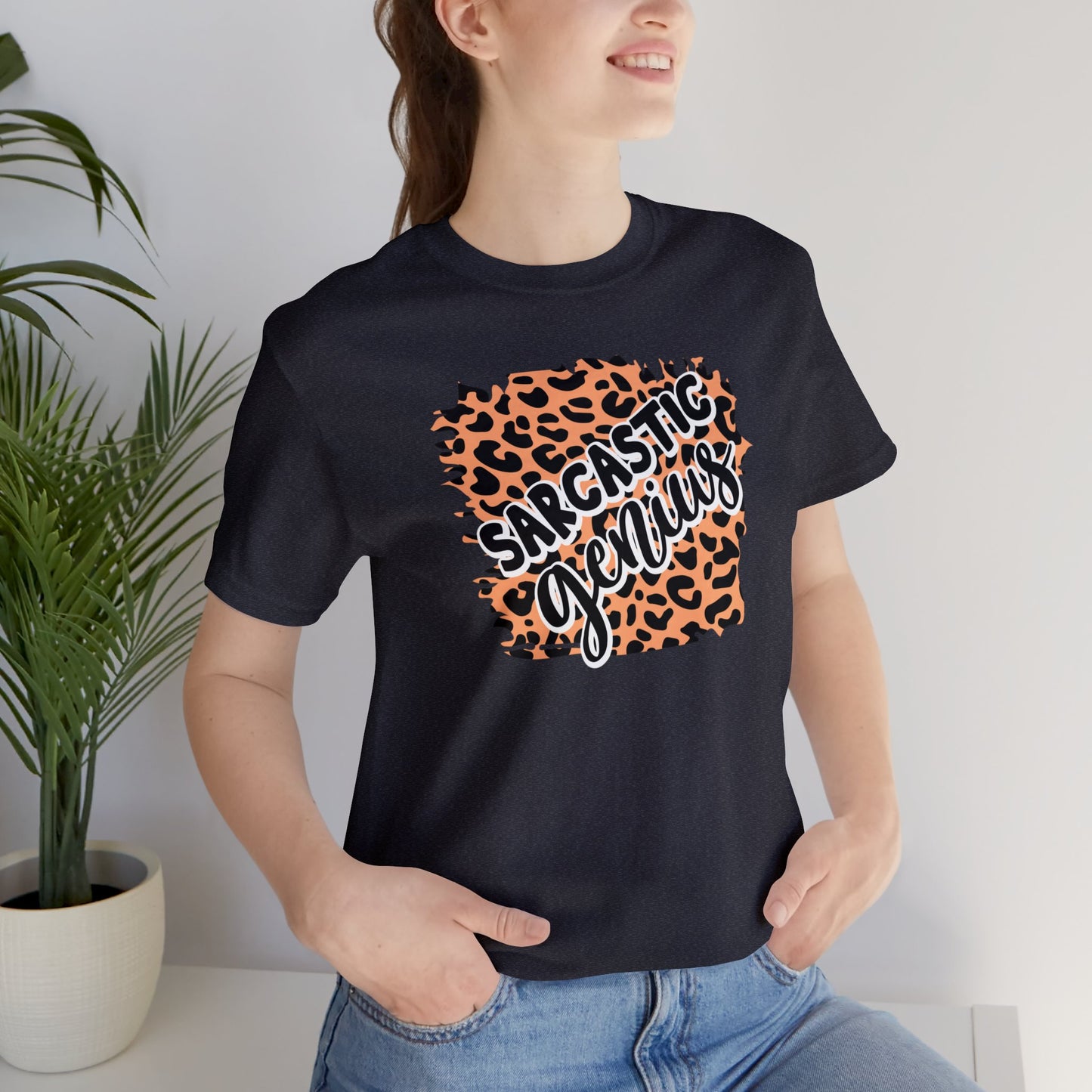 Sarcastic Genius leopard print short sleeve Tshirt