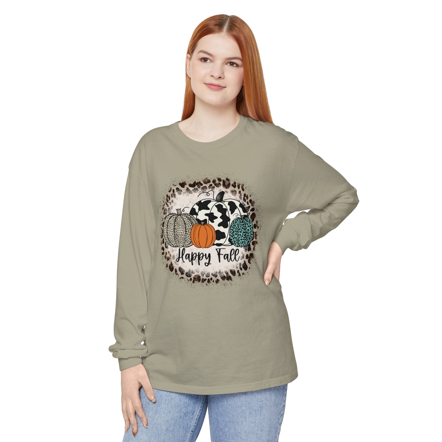Happy Fall Garment-dyed Long Sleeve T-Shirt