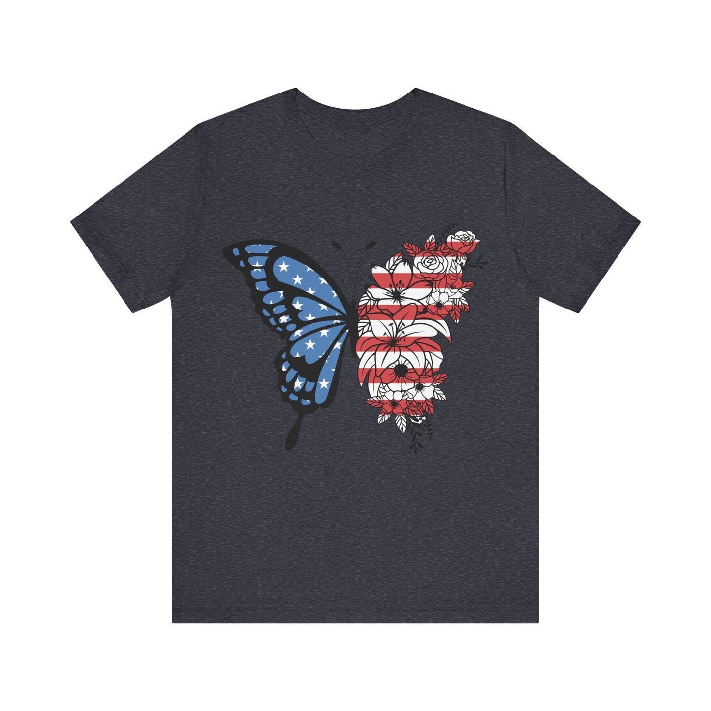 Red, White & Butterfly Jersey Short Sleeve Tee