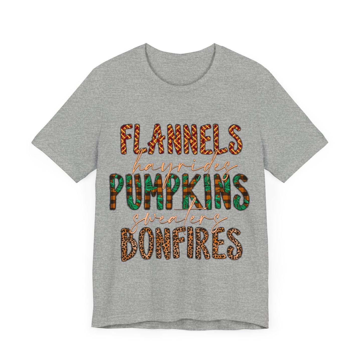 Flannels, Hayrides, Pumpkins, Sweaters, Bonfires Jersey Short Sleeve Tee