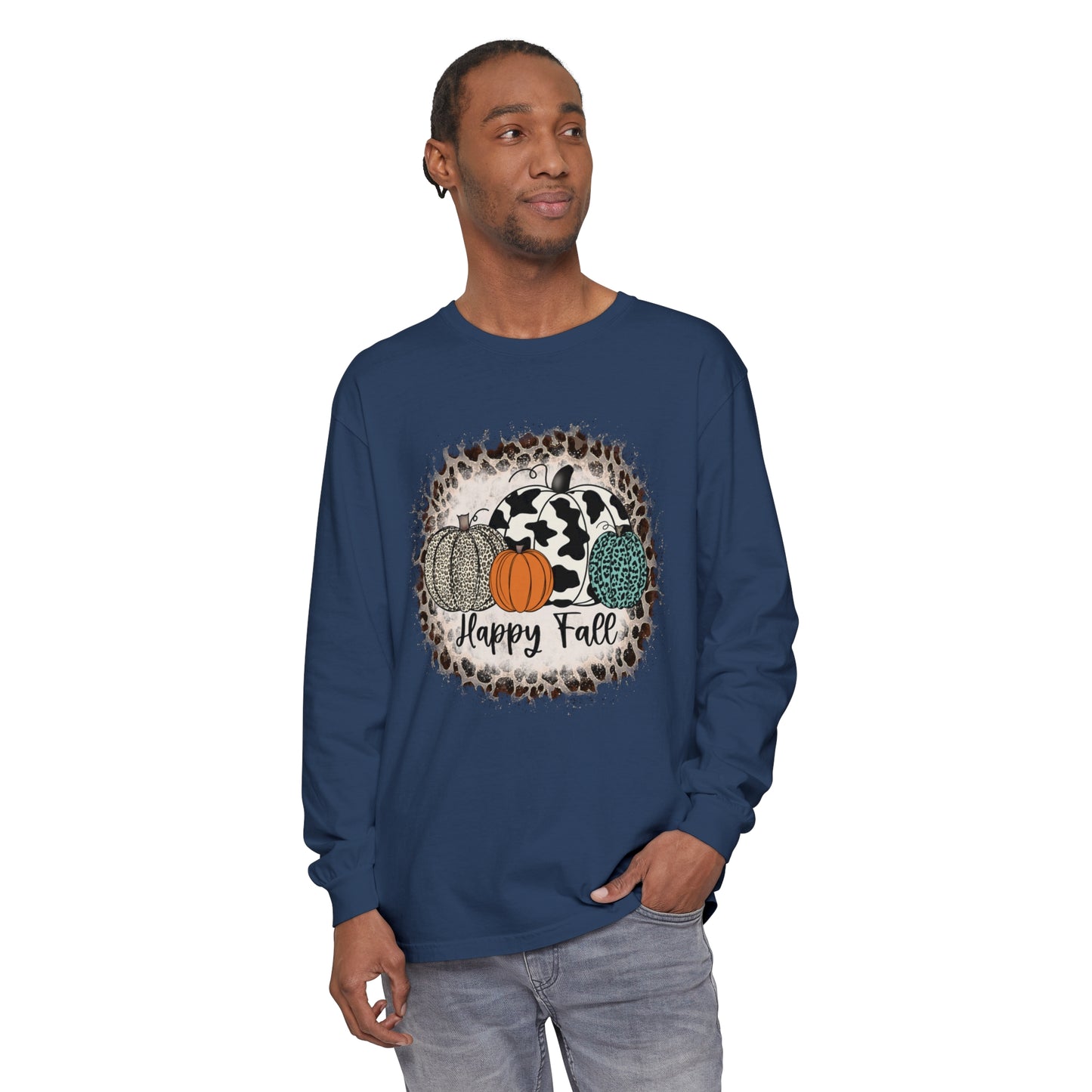 Happy Fall Garment-dyed Long Sleeve T-Shirt