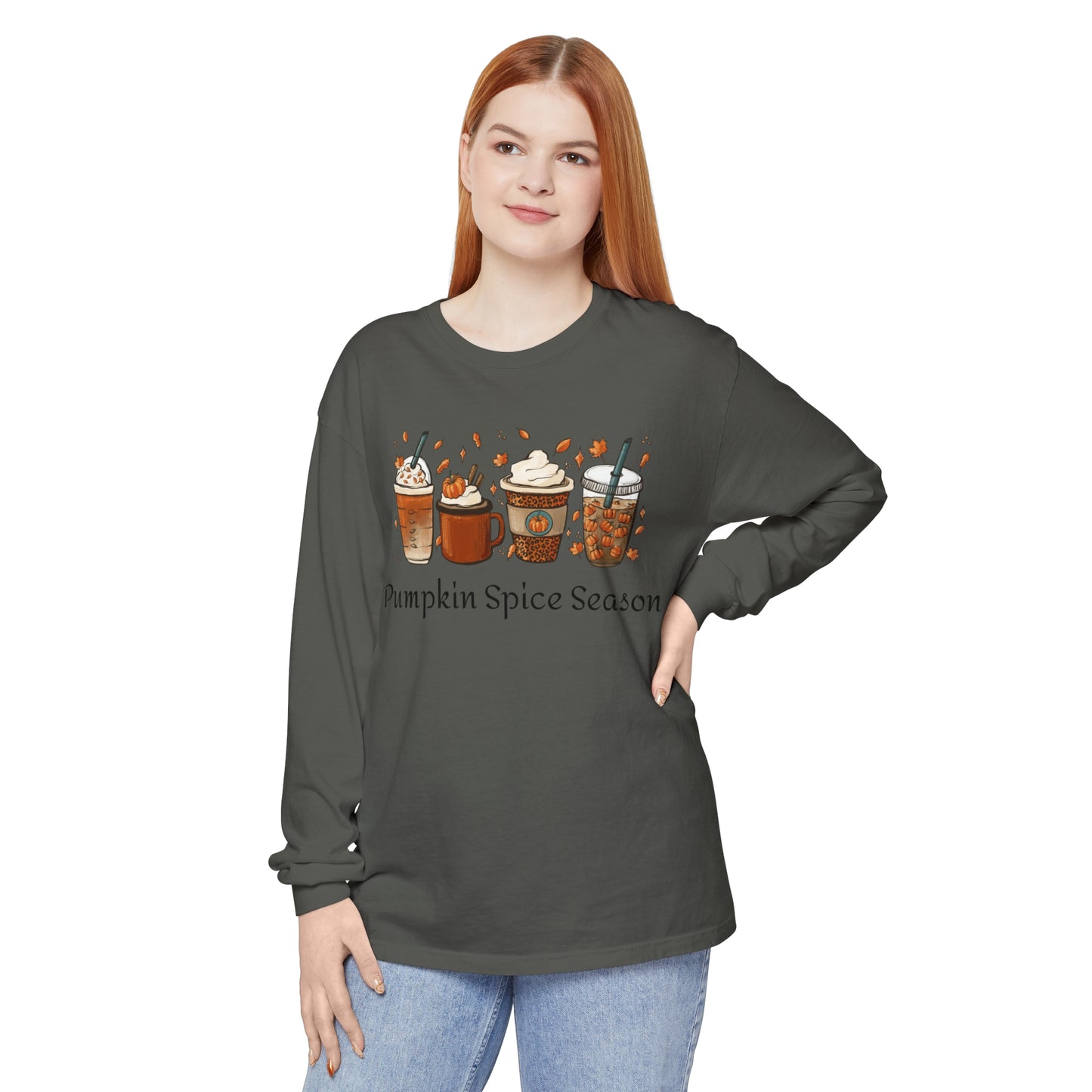 Pumpkin Spice Season Garment-dyed Long Sleeve T-Shirt