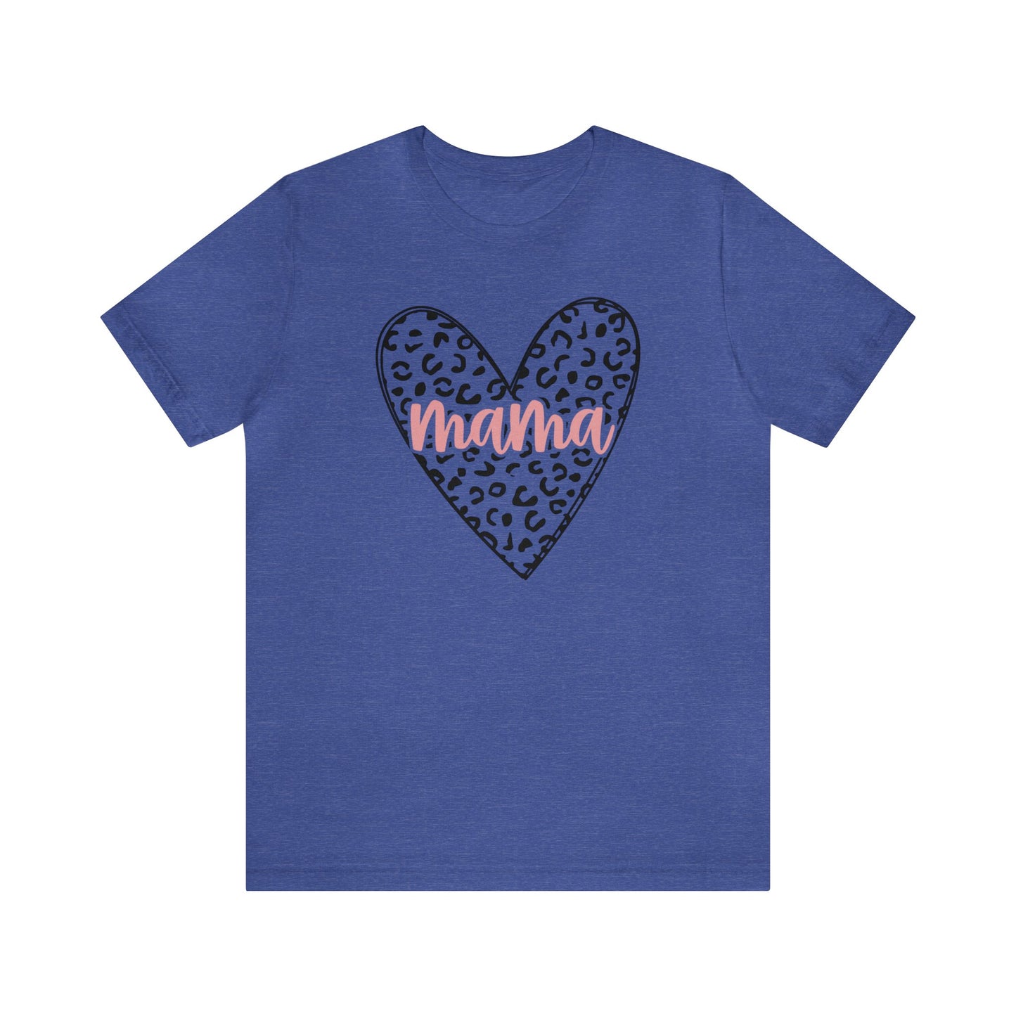 Mama Leopard print heart short sleeve tshirt