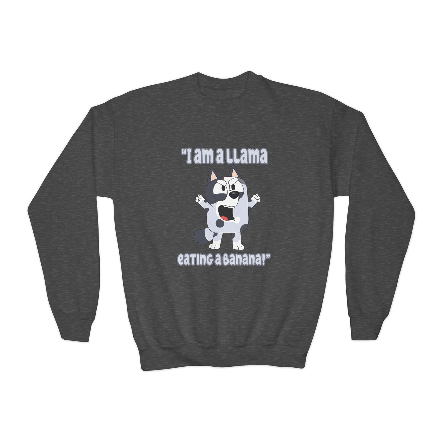 I'm a llama eating a banana Youth Crewneck Sweatshirt