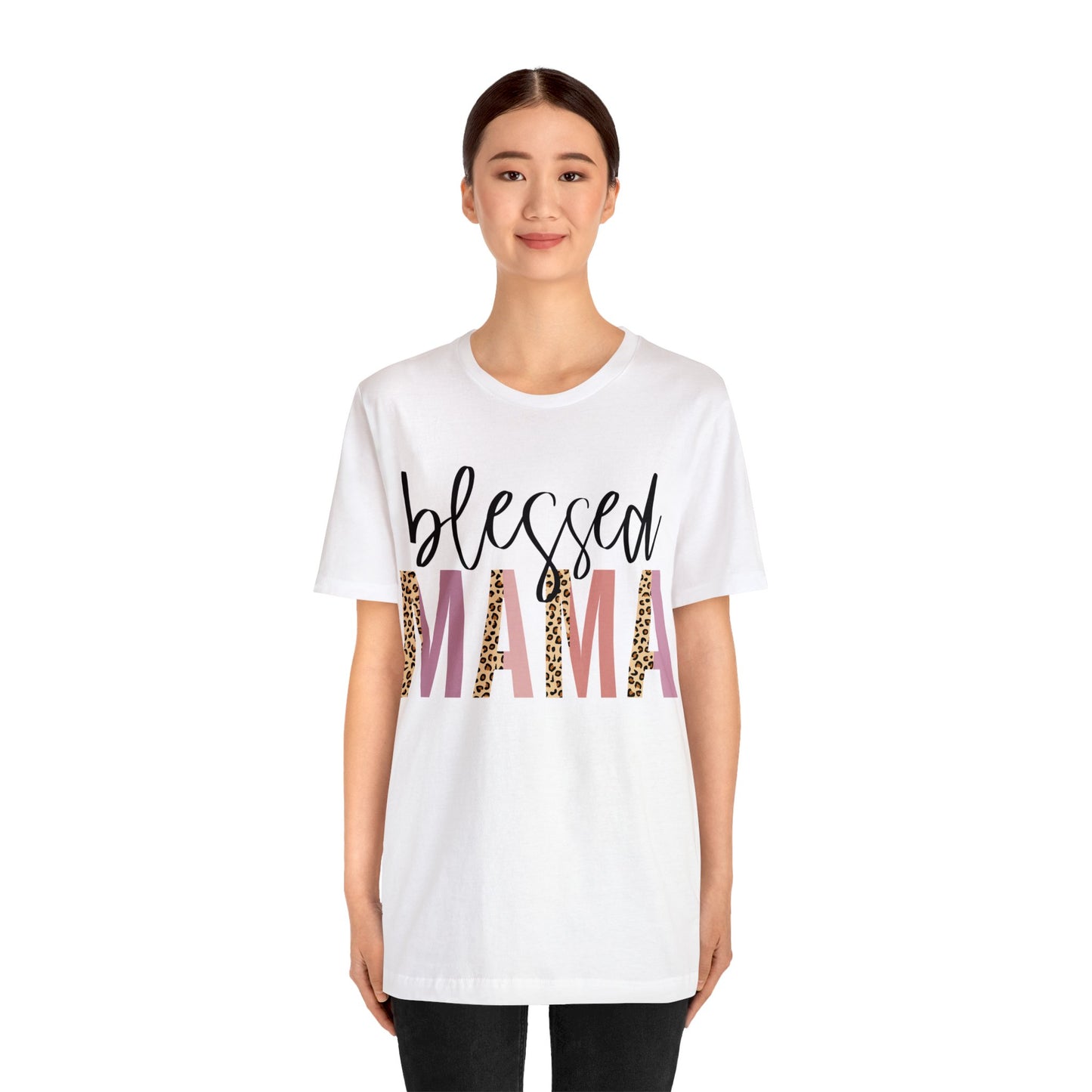 Blessed Mama Leopard print short sleeve tshirt