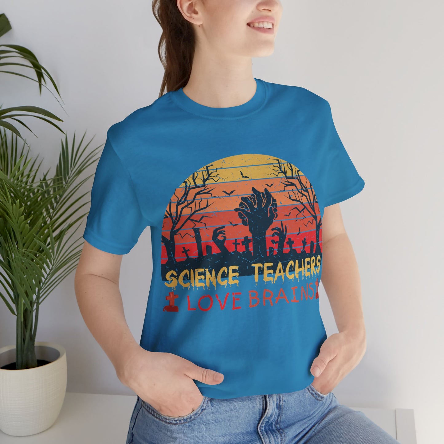 Science Teachers Love Brains Jersey Short Sleeve Tee