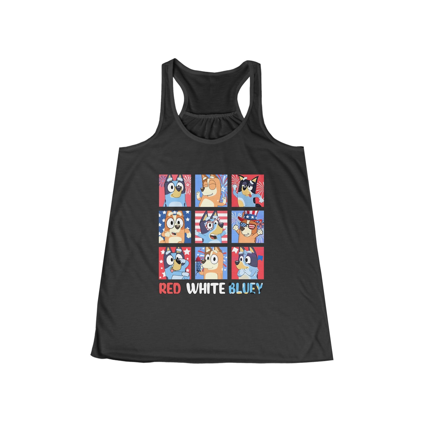 Red, White & Bluey Women's Flowy Racerback Tank