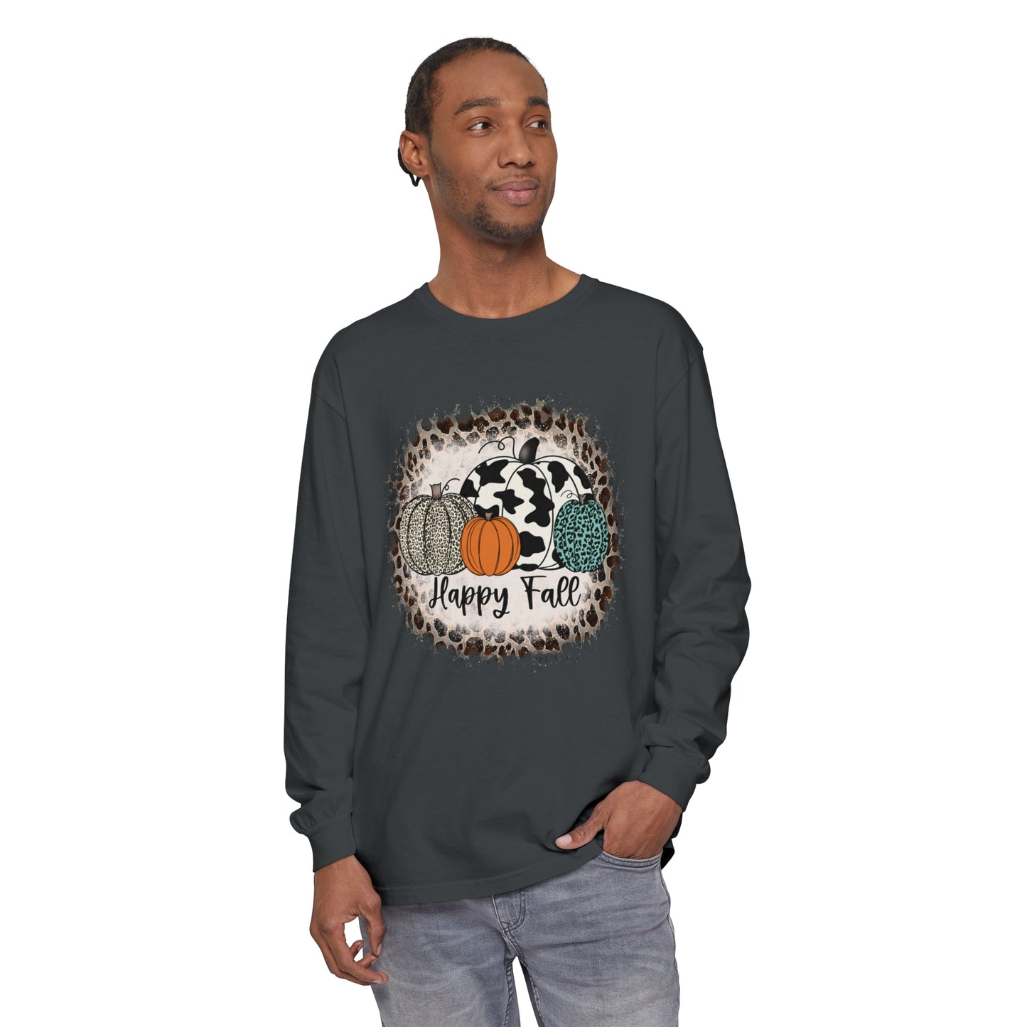 Happy Fall Garment-dyed Long Sleeve T-Shirt