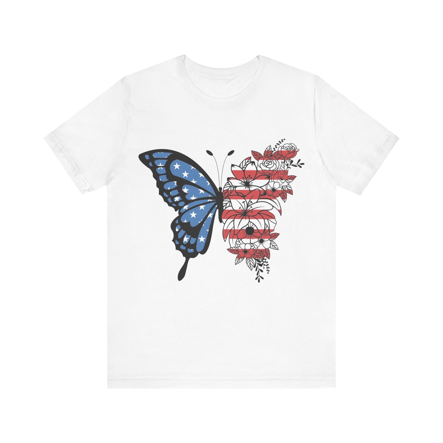 Red, White & Butterfly Jersey Short Sleeve Tee