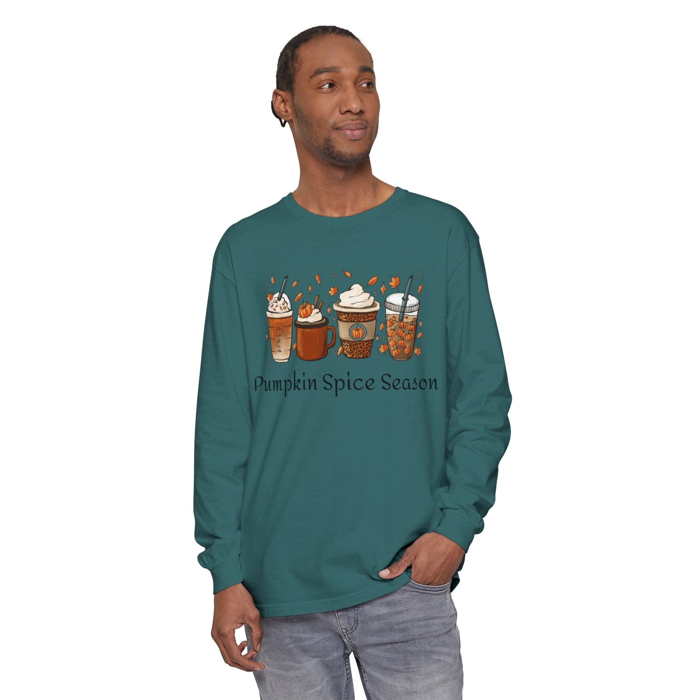 Pumpkin Spice Season Garment-dyed Long Sleeve T-Shirt