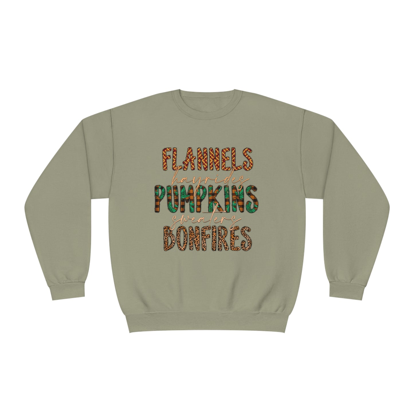 Flannels, Hayrides, Pumpkins, Sweaters, Bonfires Crewneck Sweatshirt