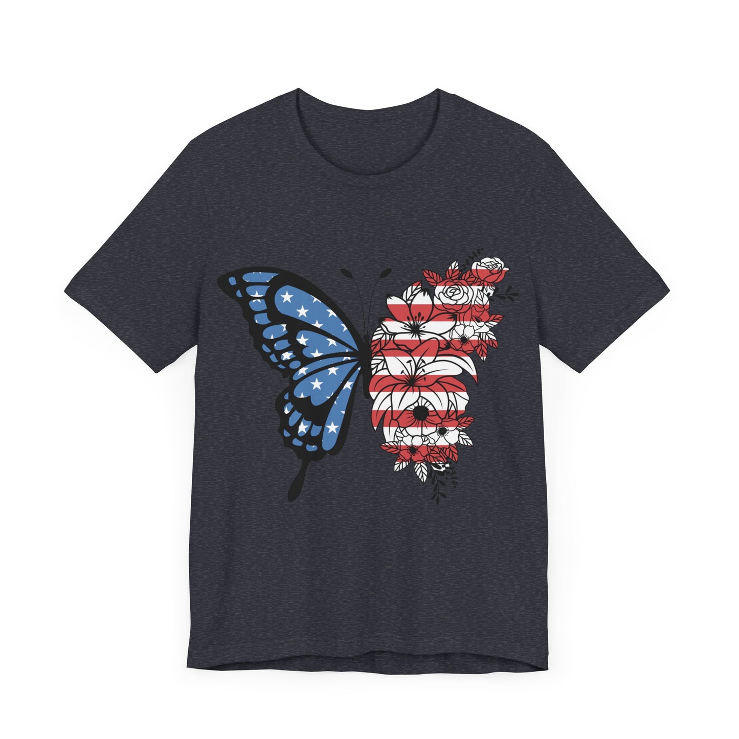 Red, White & Butterfly Jersey Short Sleeve Tee