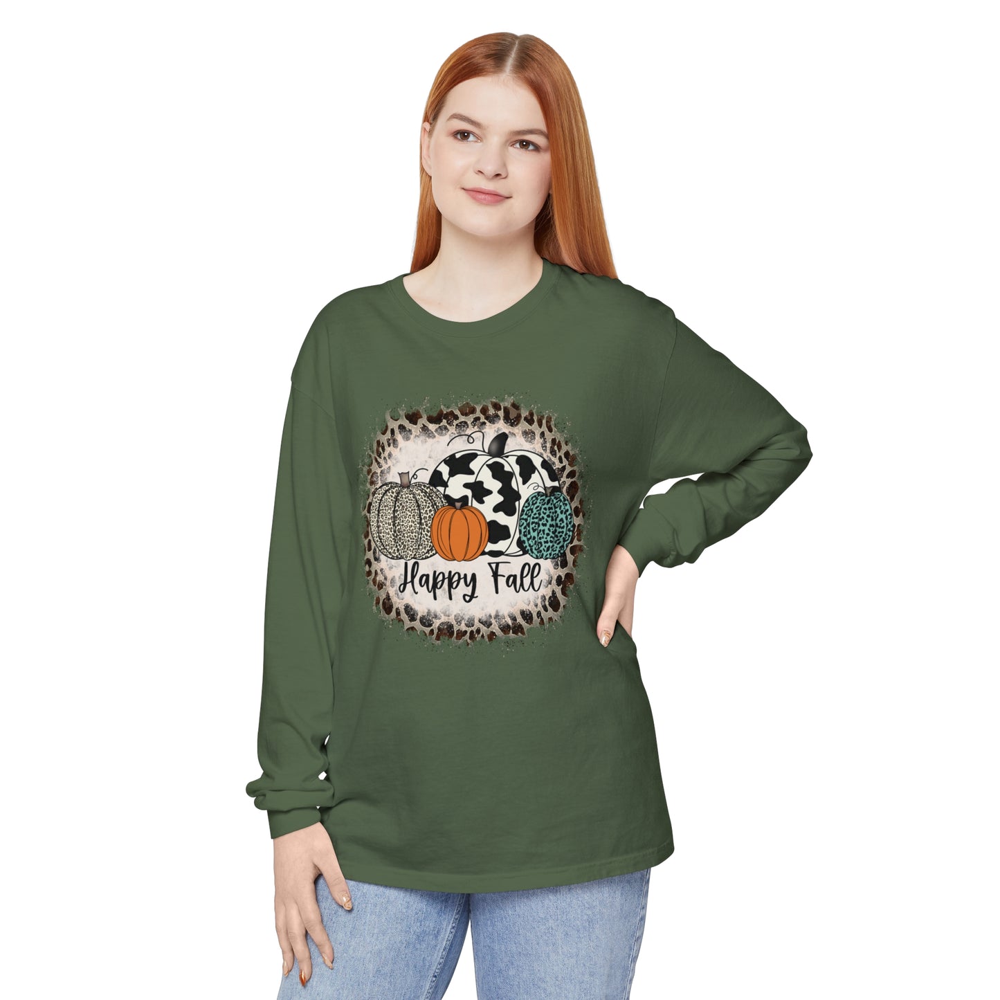 Happy Fall Garment-dyed Long Sleeve T-Shirt