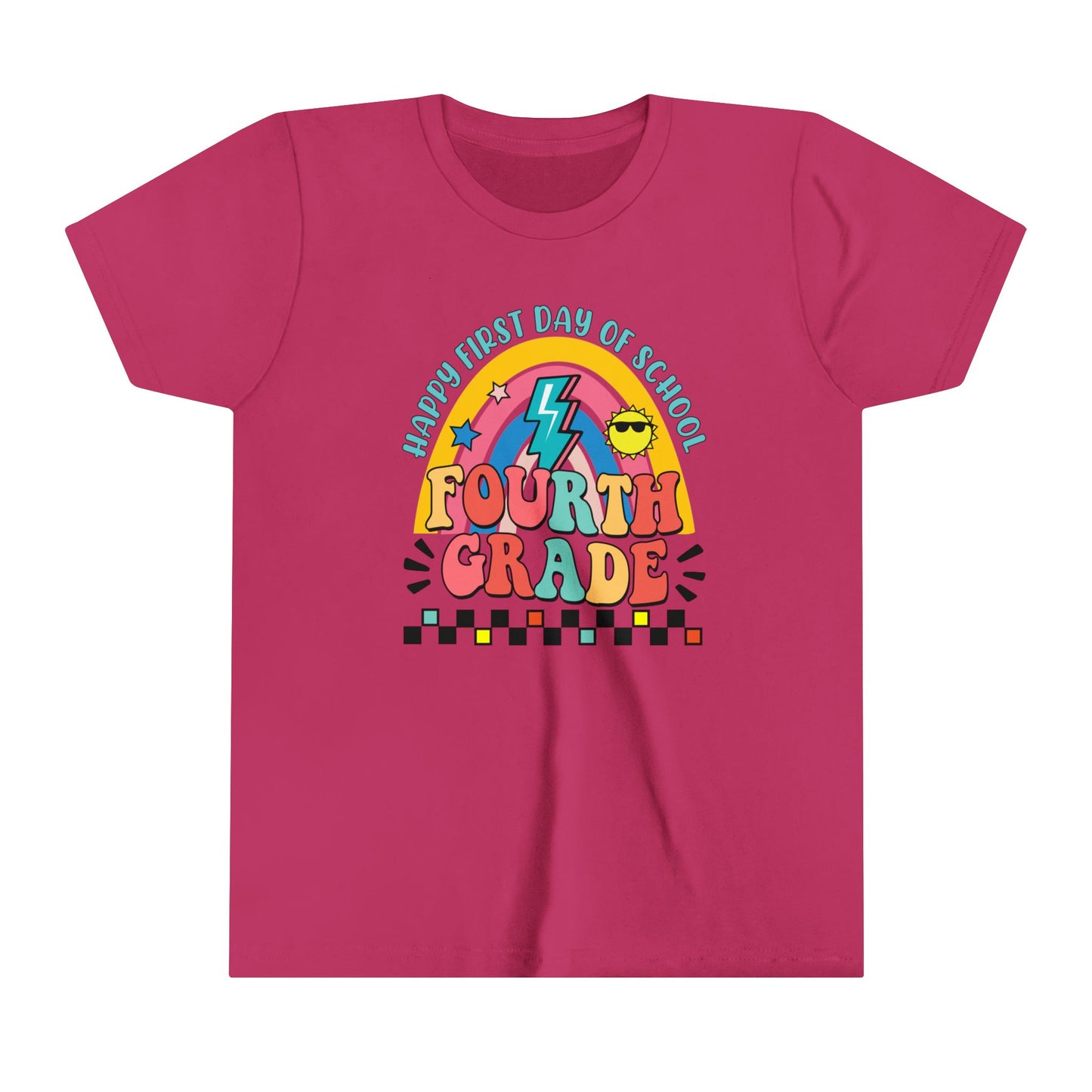 Happy First Day of School - 4th Grade Youth Short Sleeve Tee