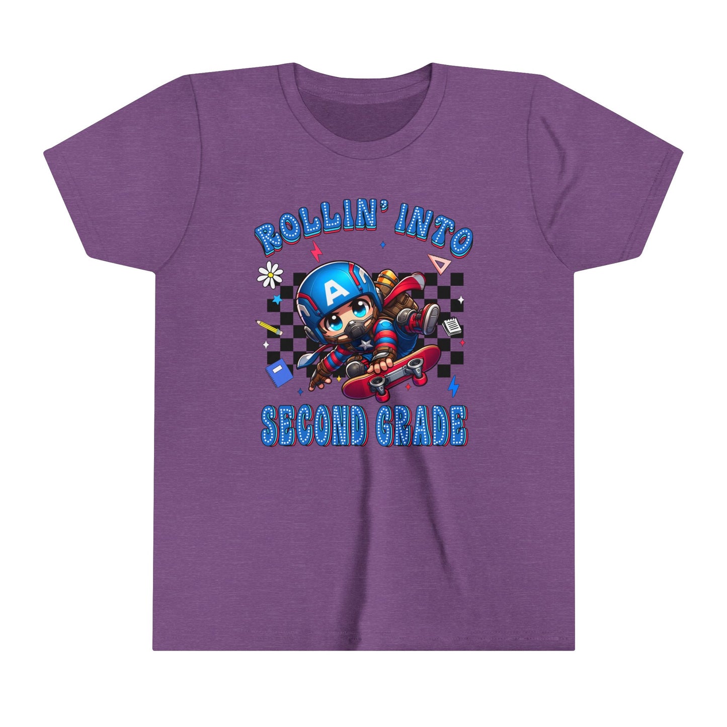 CAPTAIN AMERICA - Rollin' Into 2nd Grade Youth Short Sleeve Tee