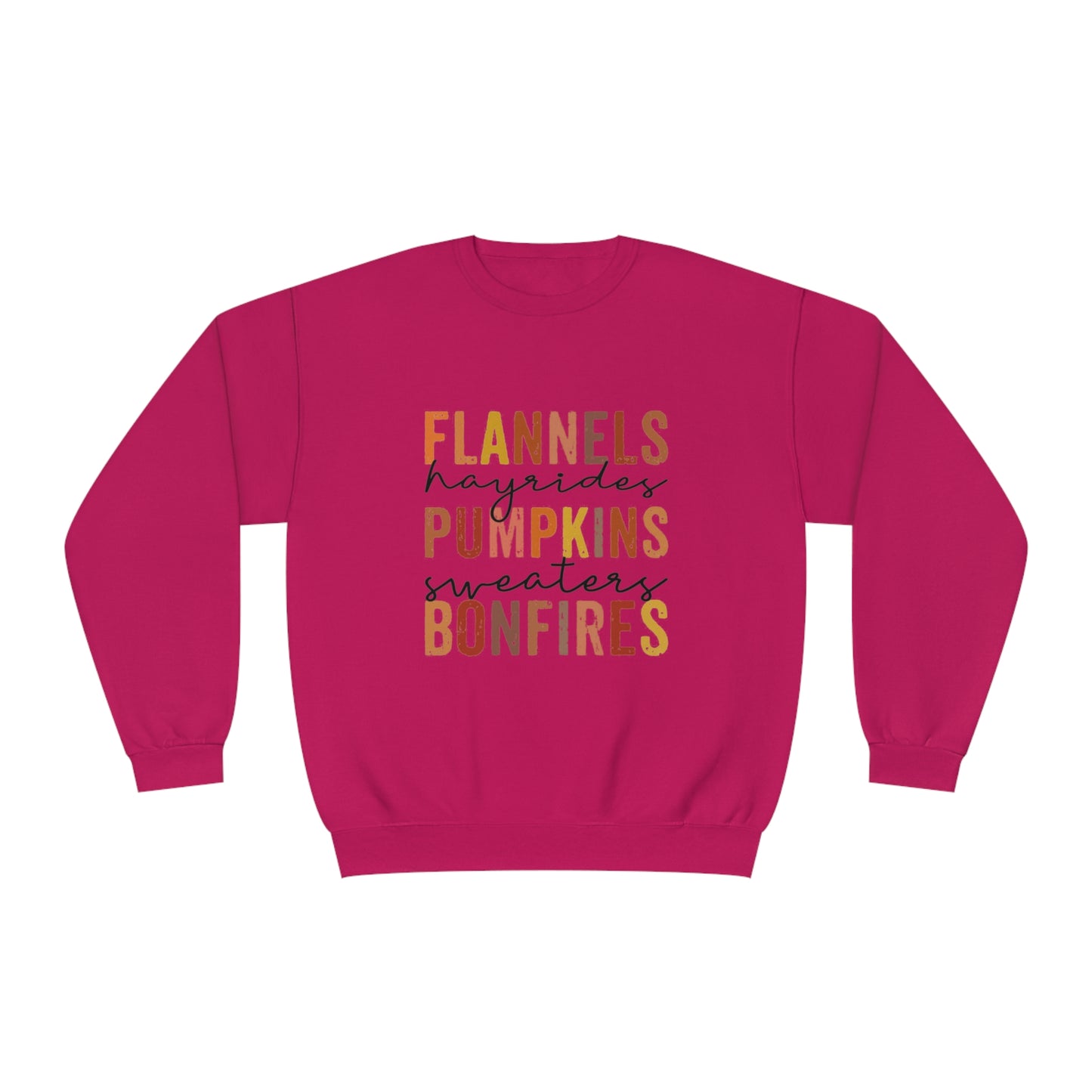 Flannels, Hayrides, Pumpkins, Sweaters, Bonfires Crewneck Sweatshirt