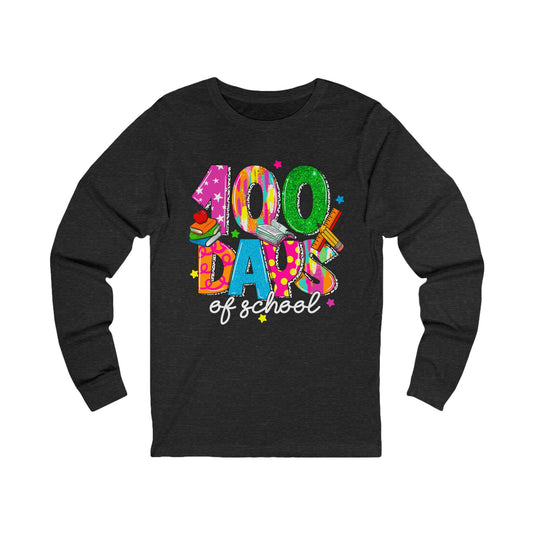 100 days of school Jersey Long Sleeve Tee
