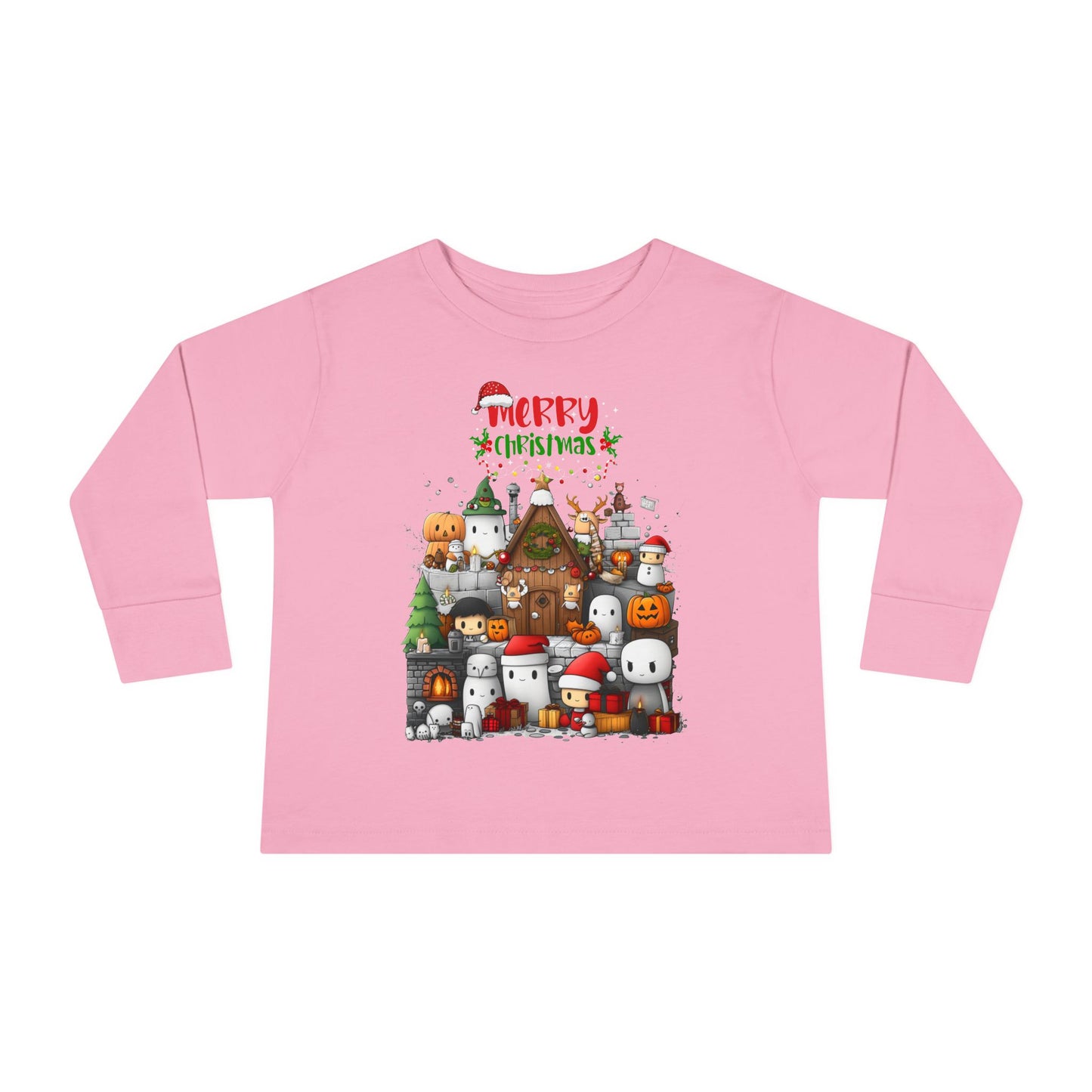 Merry Mine-craft Christmas Toddler Long Sleeve Tee
