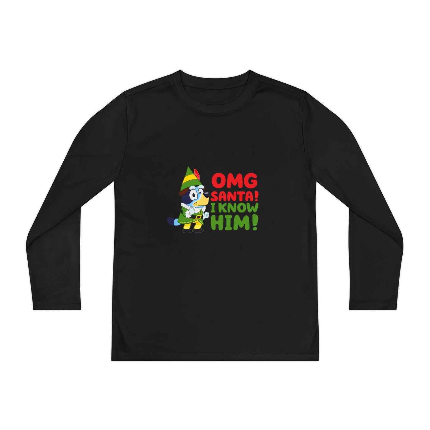 OMG Santa I know him Youth Long Sleeve Competitor Tee